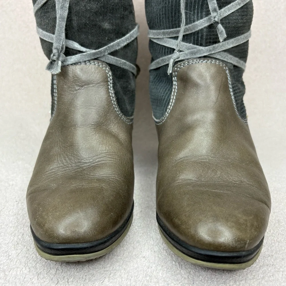 Vintage La Mondiale Leather & Corduroy Winter Boots Women’s 7 Gray/Brown Italian